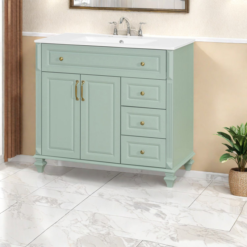 Meuble-lavabo moderne en bois avec lavabo, solution de rangement élégante pour la salle de bain