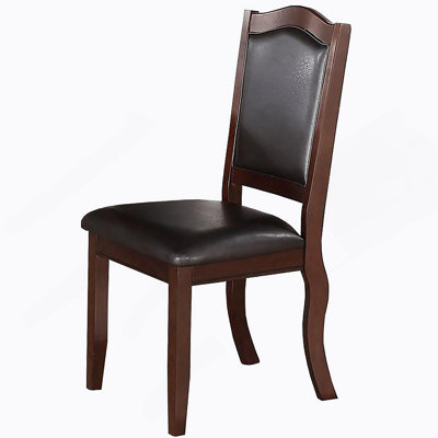 Traditional Formal Set Of 2 Chairs Dark Brown Espresso Dining Seatings Cushion Chair