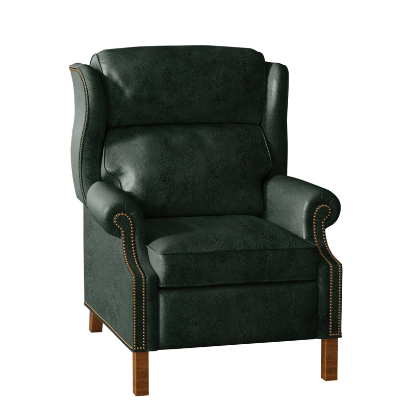 Fauteuil inclinable présidentiel, Naturel français, Nouveaux classiques, Cuir véritable vert forêt d'Anilina