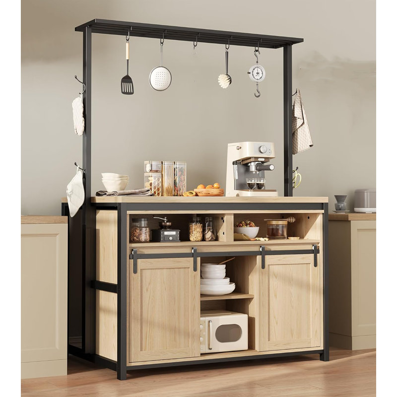 Multi Functional Dining And Living Room Cabinets, Sliding Barn Doors, Kitchen Island With Storage Space