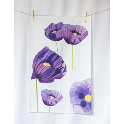 Torchon: Coquelicots mauves sur neige