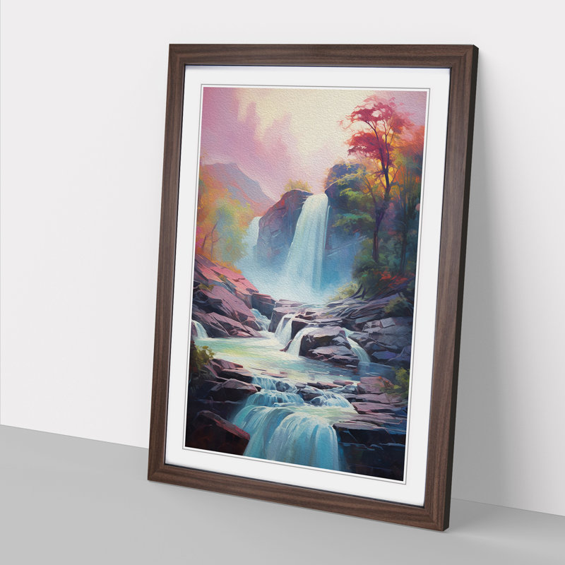 Waterfall Impressionism - Framed Print, Walnut , 34cm H x 25cm W x 2cm D