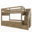 Lit superposé avec lit gigogne et trois tiroirs de rangement, escalier de rangement et garde-robe-128949016