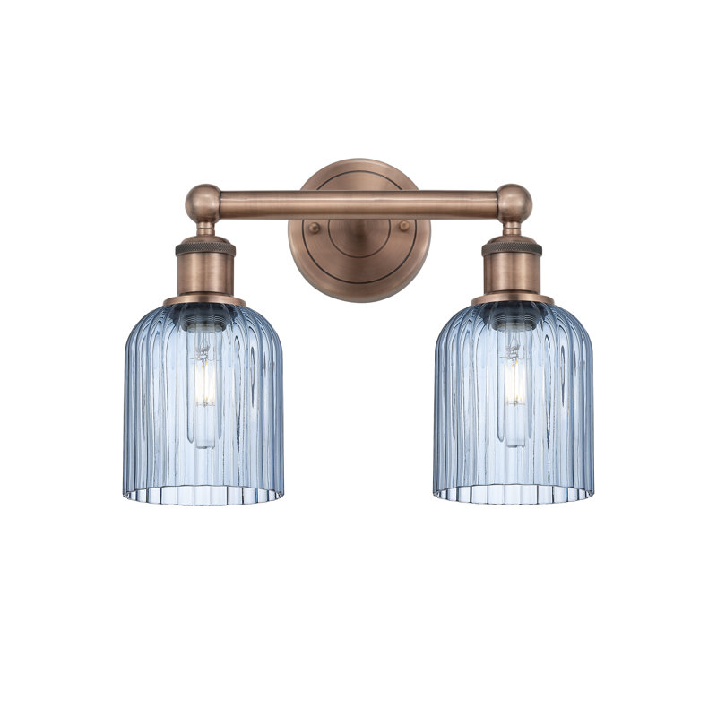 Abat-jour de salle de bain 2 lumières Edison Addeline 14 po, Cuivre antique, Bleu