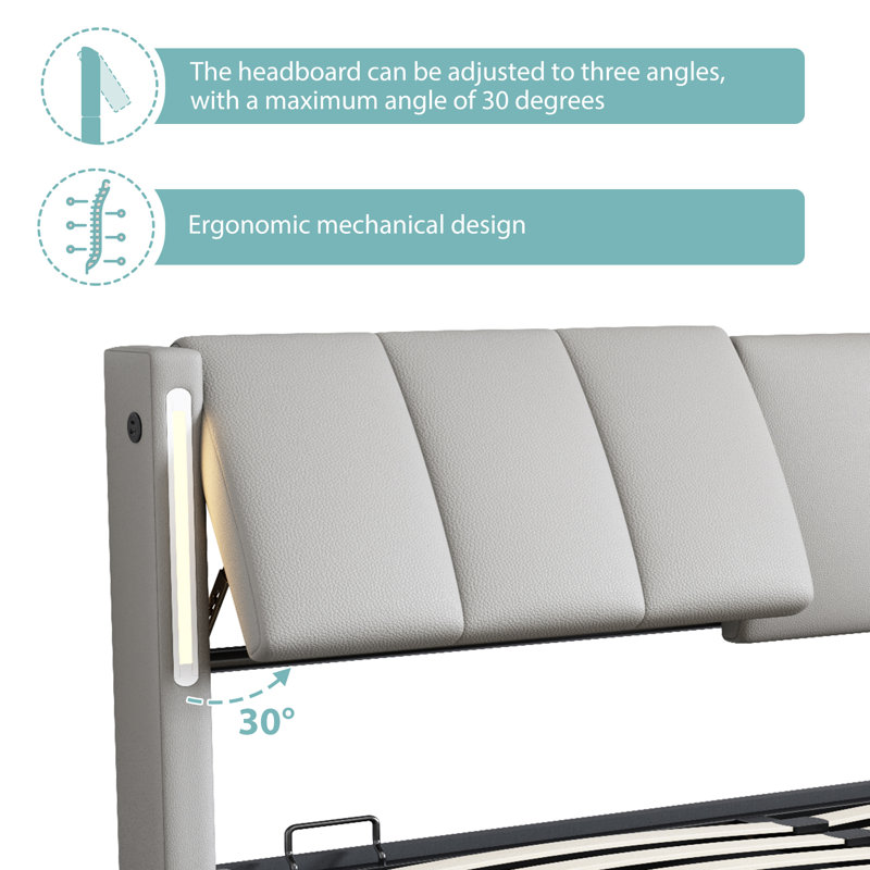 Metal Ottoman Storage Bed, Double (4'6)