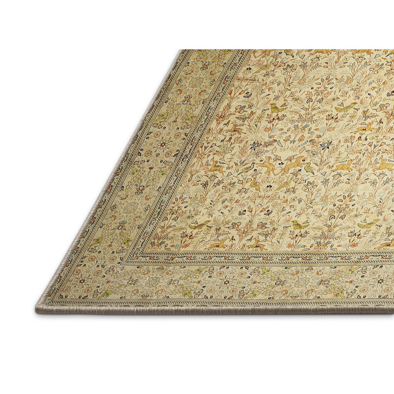 Tapis à motif oriental crème, Rectangle 5 pi x 7 pi