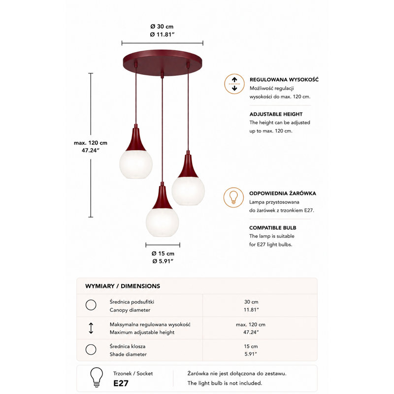 - Light Burgundy Pendant, 32, 3