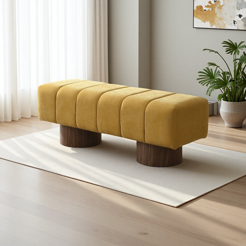 Banc de salle à manger pour la salle à manger, banc de repose-pieds pour hall d'entrée sans assemblage, Jaune