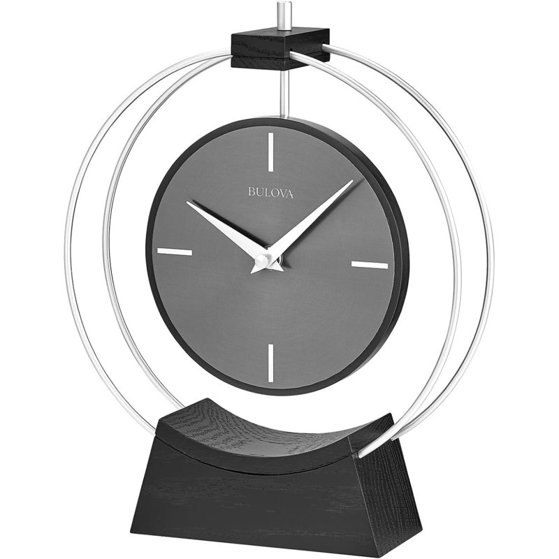 Silver and Black Quartz Modern Tabletop Mantel Clock