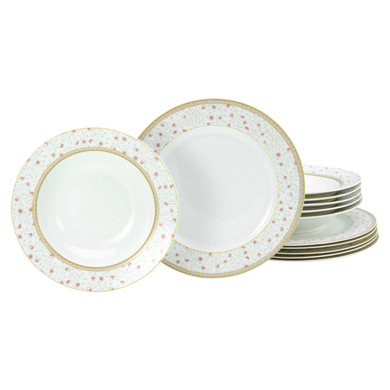 Emilia (New Bone China) 12 Piece Bone China Dinnerware Set, Service for 6