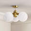 Luminaire semi-encastré Lio moderne à 3 lumières en laiton brossé / nickel brossé / globe en verre noir mat Lio pour salon, chambre à coucher-919947347