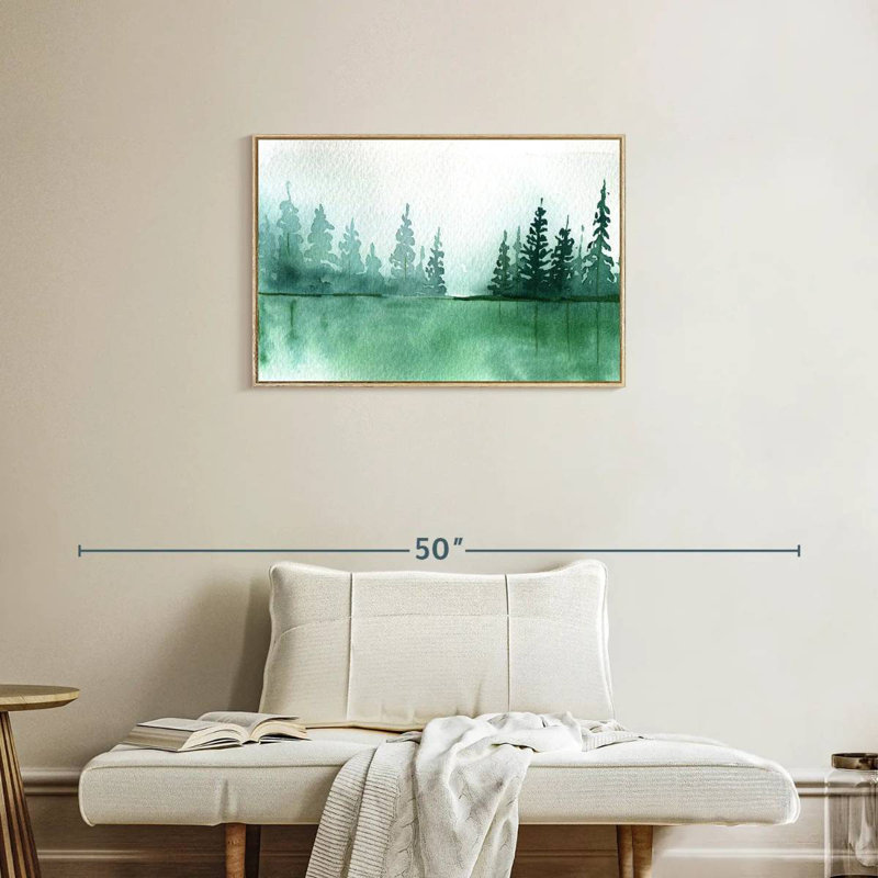 Silhouette de pin, Cadre flottant en bois naturel, 31 po x 21 po