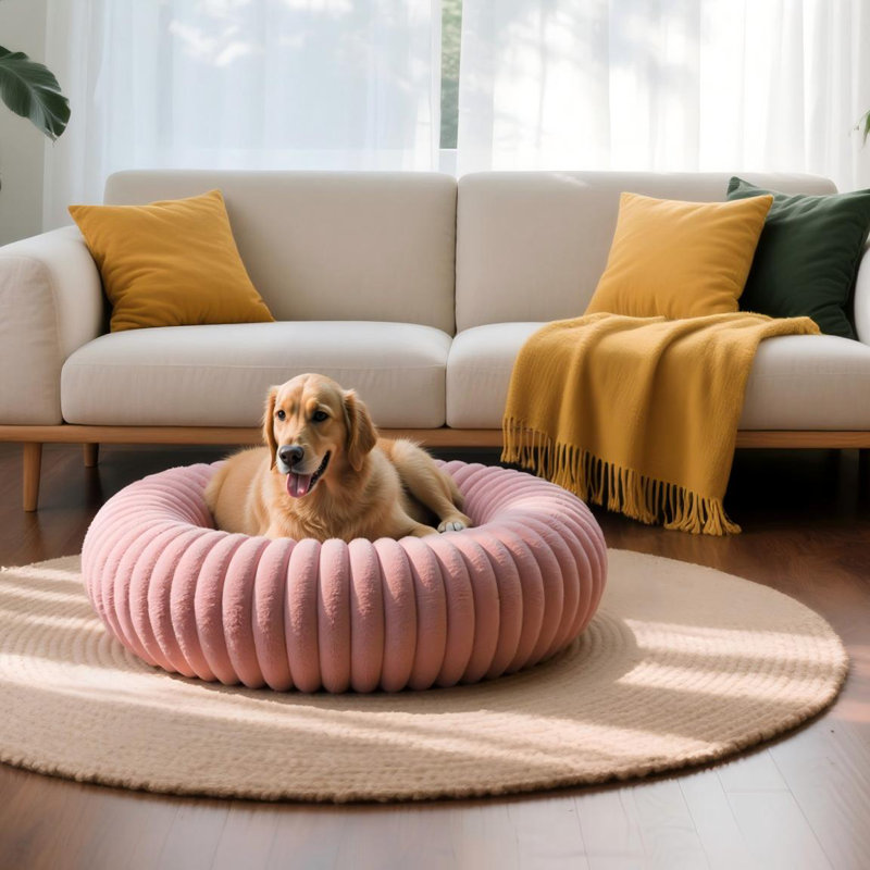 Lit pour chien Calming Donut, Grand (H 8 po x l 36 po x P 36 po), Rose