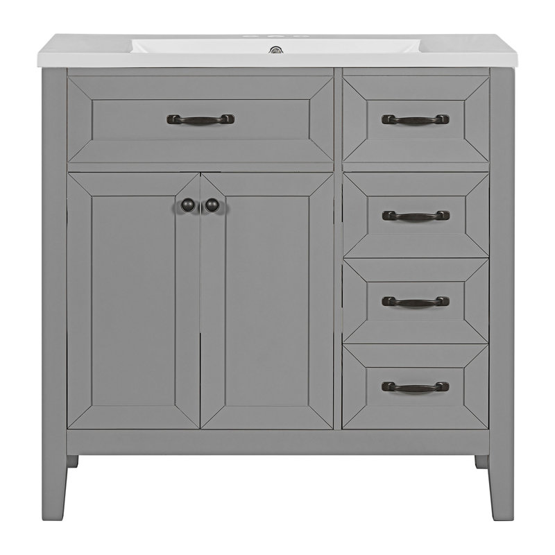 Meuble-lavabo sur pied simple 35,98 po Millstead, gris