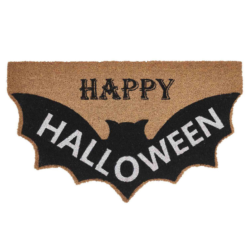 Paillasson chauve-souris multicolore en forme de chauve-souris Halloween, 18 po x 30 po