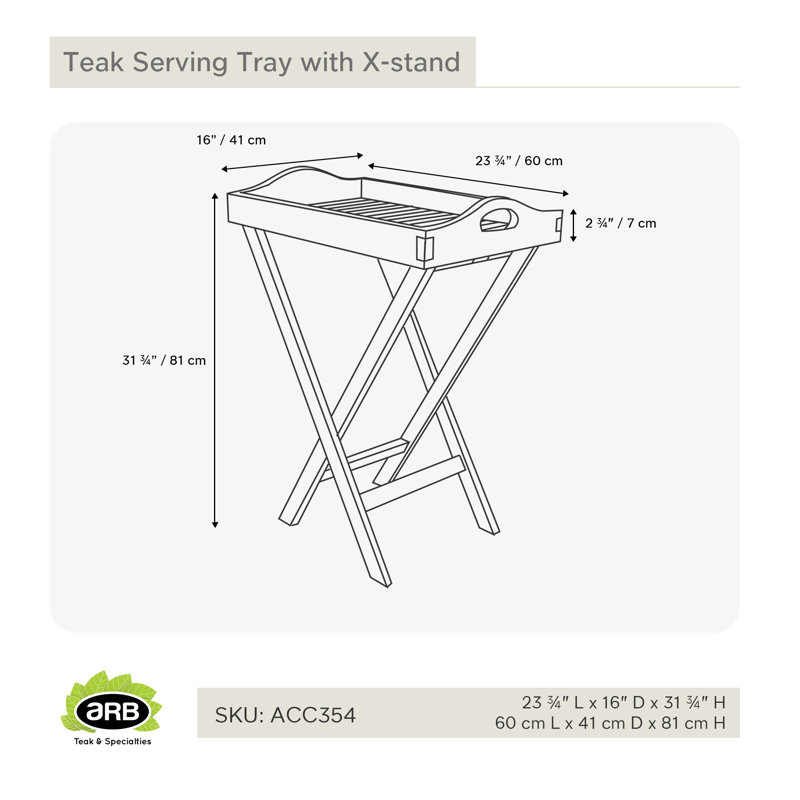 ARB Teak Outdoor Solid Wood Tray Top End Table