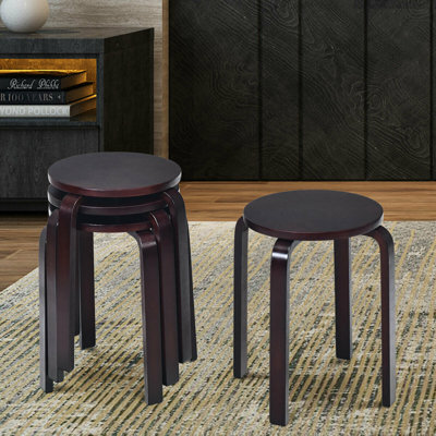 Tabouret court en bois massif