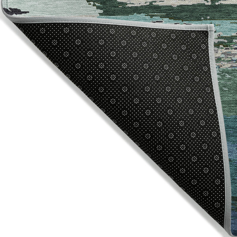 Tapis d'extérieur lavable abstrait bleu sarcelle 3 pi x 5 pi