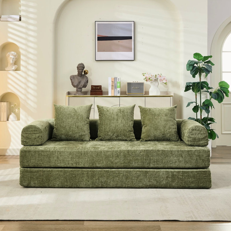 Coussin de plancher au sol, matelas convertible confortable avec accoudoirs, support à ressorts, pliage peu encombrant, coussins pour le salon en chenille pliable, conception modulaire sur mesure, respirant