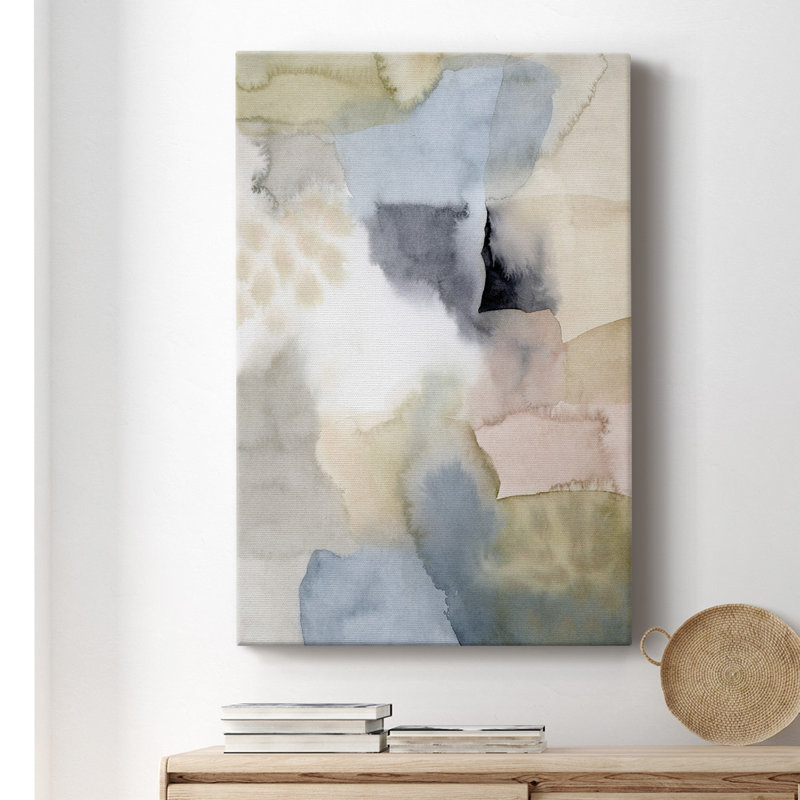 Salmon Rocks II - peinture sur toile tendue, H 18 po x l 12 po x P 1 po