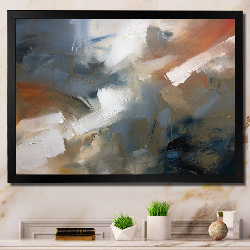 "Comforting Blue Nova" Awesome Abstract - Abstract Art mural, salon, Cadre simple noir, H 16 po x l 32 po x P 1 po