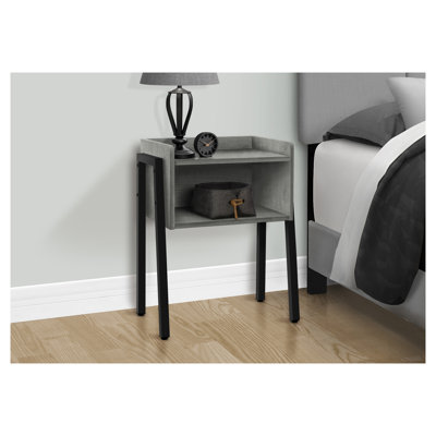Table d'appoint moderne grise avec rangement - Table d'appoint polyvalente, table de bout et table de chevet avec structure en métal noir