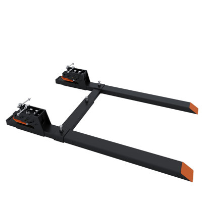 60" Pallet Forks, 4000 Lbs Clamp On Pallet Forks With Adjustable Stabilizer Bar