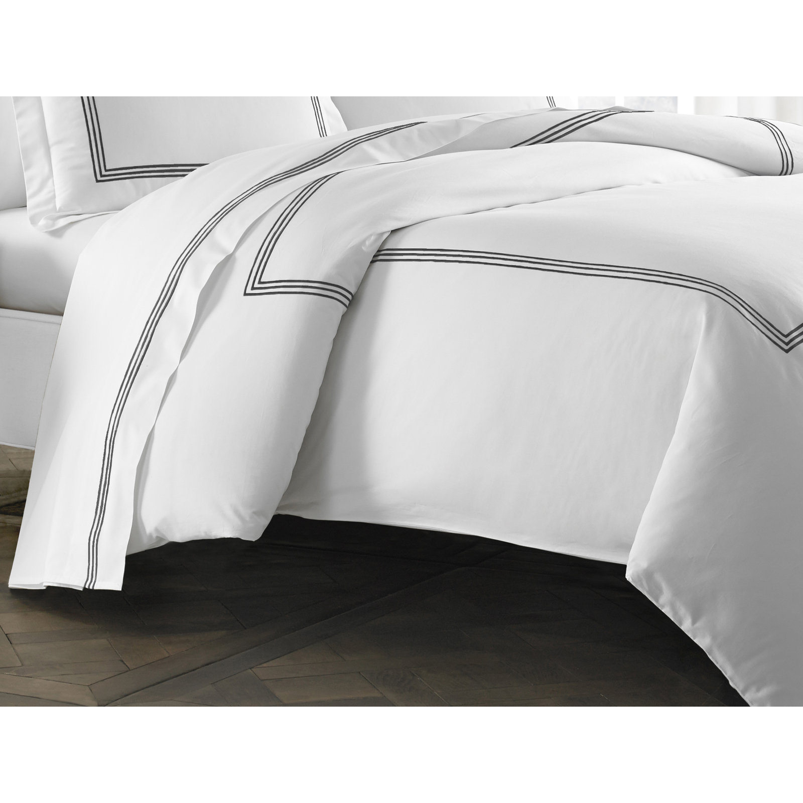 Malik Cotton Blend Percale, Black, Queen