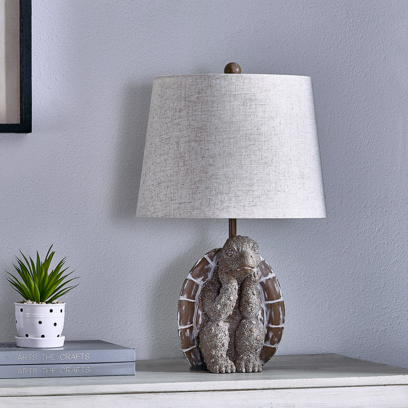 Lampe de table 19,5 "en résine texturée brune, Beige, Brun