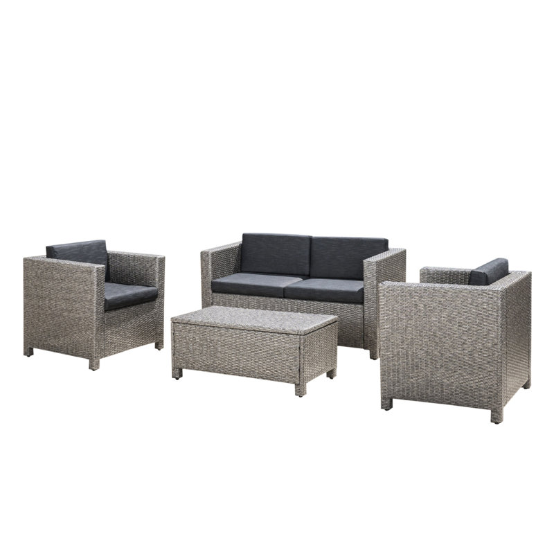 Backyard 4Pc Collection With Iron Frame, And Cushions Entertainment : , Chairs, Table Water- Foam