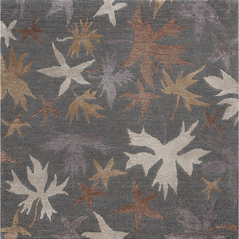 Goldleaf Floral Area Rug in Brown/Gray/Brass/White, Rectangle 8' x 10'
