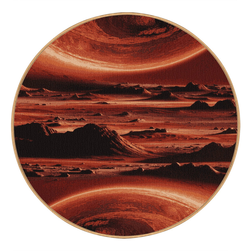 Machine Washable Space Brown Area Rug, Round 6'