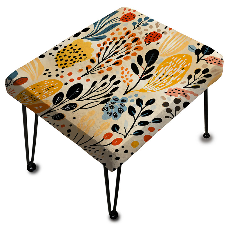 Addisson - Repose-pieds rectangulaire beige et jaune Boho Botanical
