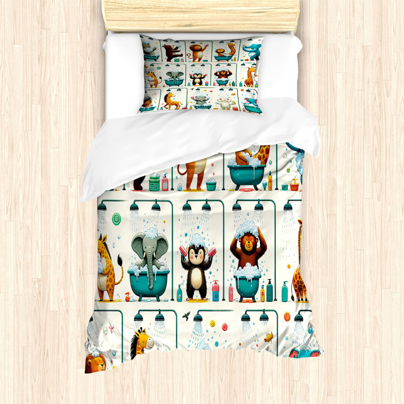 Ensemble de housse de couette en microfibre, Housse de couette pour lit simple + 1 taie décora