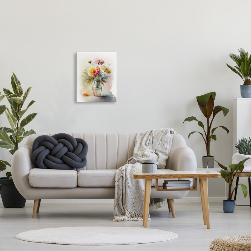 Modern Dahlia Bouquet sur impression sur toile, H 20 po x l 16 po x P 1,5 po