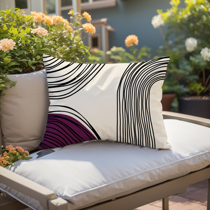 Housse et insert de coussin rectangulaire intérieur / extérieur Cassie, Mauve, H 18 po x l 25 po