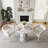 Modern 35" Faux Marble Round Dining Set For 2 With Upholstered Arm Chairs-1359286398
