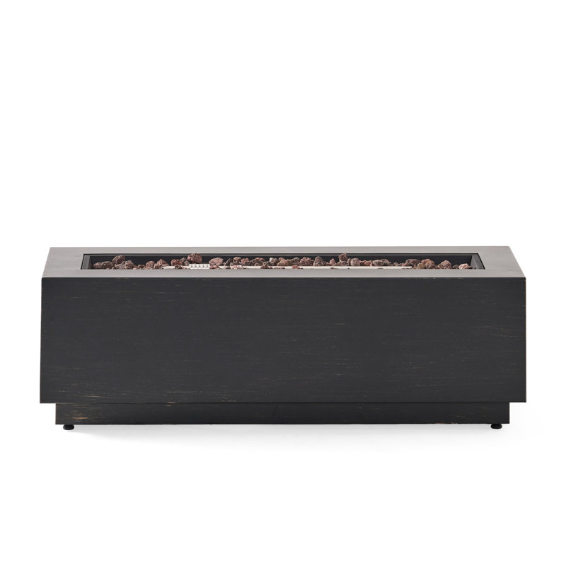 50,000 Iron Fire Pit, Dark Grey, Contemporary Outdoor Centerpiece, No Assembly 40" Rectangular Iron, , Stunning,