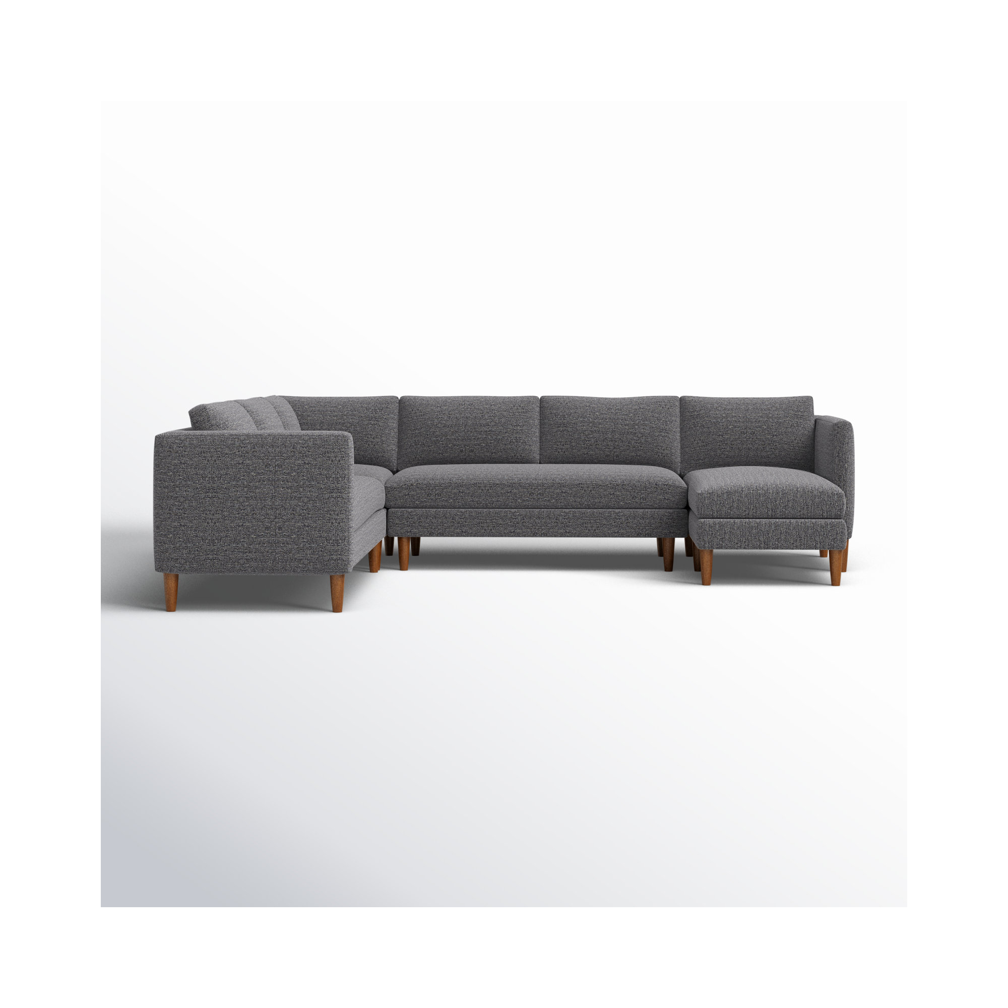 Clifford 4-Piece Upholstered Custom Sectional, Valet Carbon Tweed, Right Hand Facing