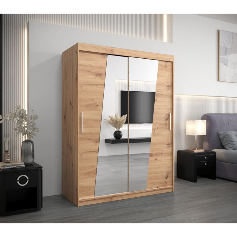 Milbra 2 Door Manufactured Wood Wardrobe, Oak Artisan
