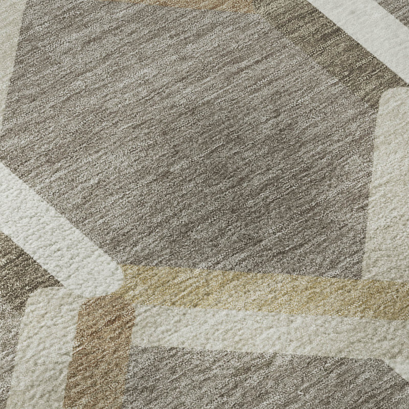 Premium Machine Washable Mayfield AMF2343 Lattice Rug, 2'3" x 7'6" Runner, Taupe