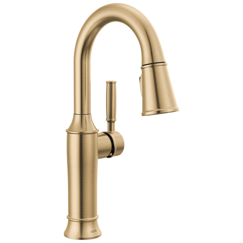 Renaldi Pull Down Sprayer Bar Faucet, Single Handle Prep Sink Faucet, Lumicoat Champagne Bronze