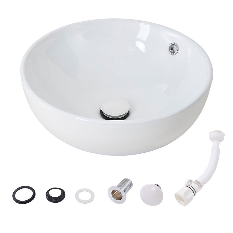 Metro Lane 44mm L x 44mm W White Ceramic Circular Sink with Overflow
