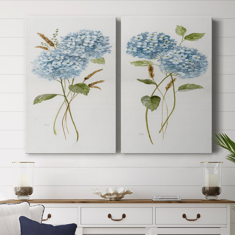 Petite Blue Hydrangea I-Premium Gallery Wrapped Canvas -Ready to Hang, 27" H x 18" W