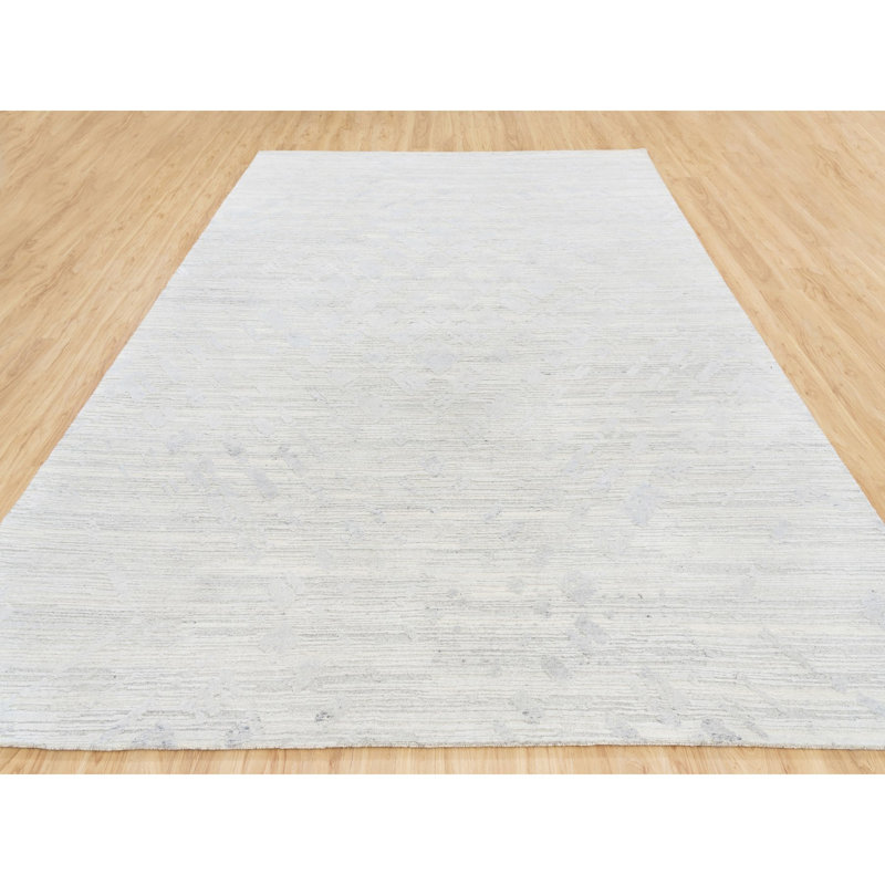 Tapis oriental moderne en laine naturelle nouée à la main de 9 pi x 12 pi gris clair noué et coupé à la main 2C622FFB81B943C2B4F51DD1E208FD3C