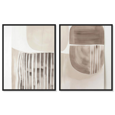 Elements of Quiet Canvas Set of 2 Geometric Abstract Art by Art Remedy