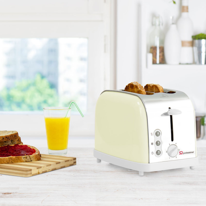 SQ Professional Dainty 2 slice Toaster with Removable Crumb Tray, Chantilly (Cream)