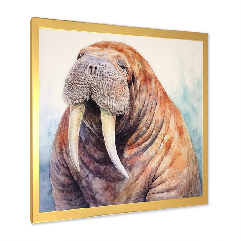 Morse sauvage - Reproduction d'art mural animaux, Cadre doré à une seule photo, H 16 po x l 16 po x P 1 po