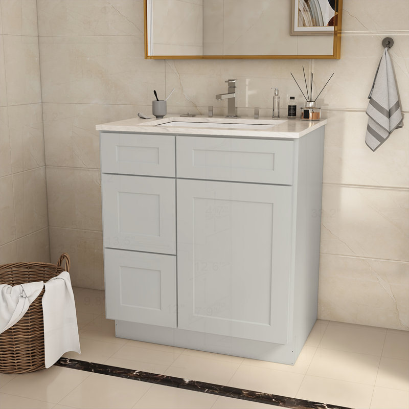 Armoire de salle de bain classique et élégante avec rangement polyvalent et fonctionnalité supérieure, Gris clair