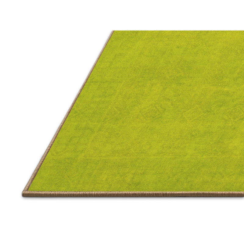 Tapis de couleur unie Daquian fabriqué à la machine en jaune, Rectangle 7 pi x 9 pi